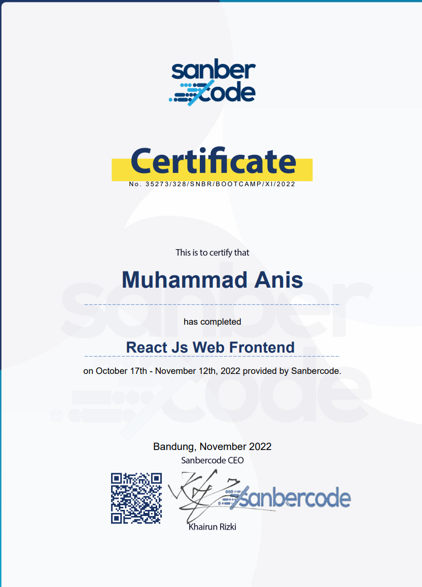 React JS Web Frontend Bootcamp